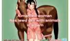 A married woman has lewd sex with animals in a barn